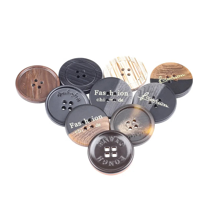 Luxury 2021 Polyester Resin 4 Holes Craft Engraving and Printing blazer Horn Natural Button