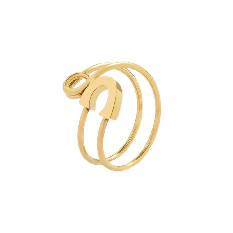 New Arrival Creative Trendy Safety Pin Rings Jewelry Women Stainless Steel Adjustable Rings