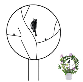 QuanJing Bird Durable Metal Trellis for Climbing Plants Rust-proof Small Indoor Use 30x41cm 20mm Diameter Black Ornament Model