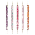 Professional Dual Ended Metal Nail Art Design Dotting Tool Pen Brushes Set with Diamond Rhinestone for Salon Use