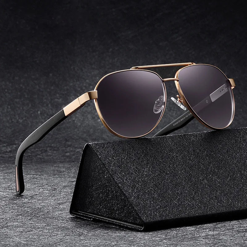 Hot-Selling Men's S15103 Outdoor Sunglasses New Cross-Border Double Beam Polarized Lenses with UV400 Tac Metal Frame