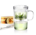 17oz Modern Design Borosilicate Glass Smart Infuser Mug Handmade Easy Mode Plastic Tea Maker Handle 500ml Coffee Drinkware