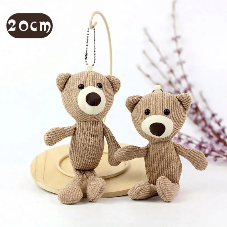 Wholesale Plush Mini Teddy Bear Plush Keychain Teddy Bear Plush Knitting Rib Promotion Stuffed Animals Toys Plush Keychains Toys
