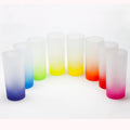 Topjlh Customized Logo 10oz Gradient Rainbow Colorful Thickened Bottom Transparent Frosted Drinking Glass Cup Shot Glasses