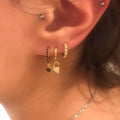 Stainless Steel Gold Plated Lock Hoop Earrings Women Fashion Statement Earrings Jewelry