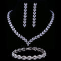 2022 Wholesale Wedding Jewelry Set Crystal Earring Necklace Bracelet Luxury Bridal Marquis Zircon Jewelry Set for Women