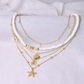 Multilayer Necklace for Women Antique Round Soft Pottery Elephant Clavicle Chain Flower Starfish Multilayer Necklace Jewelry