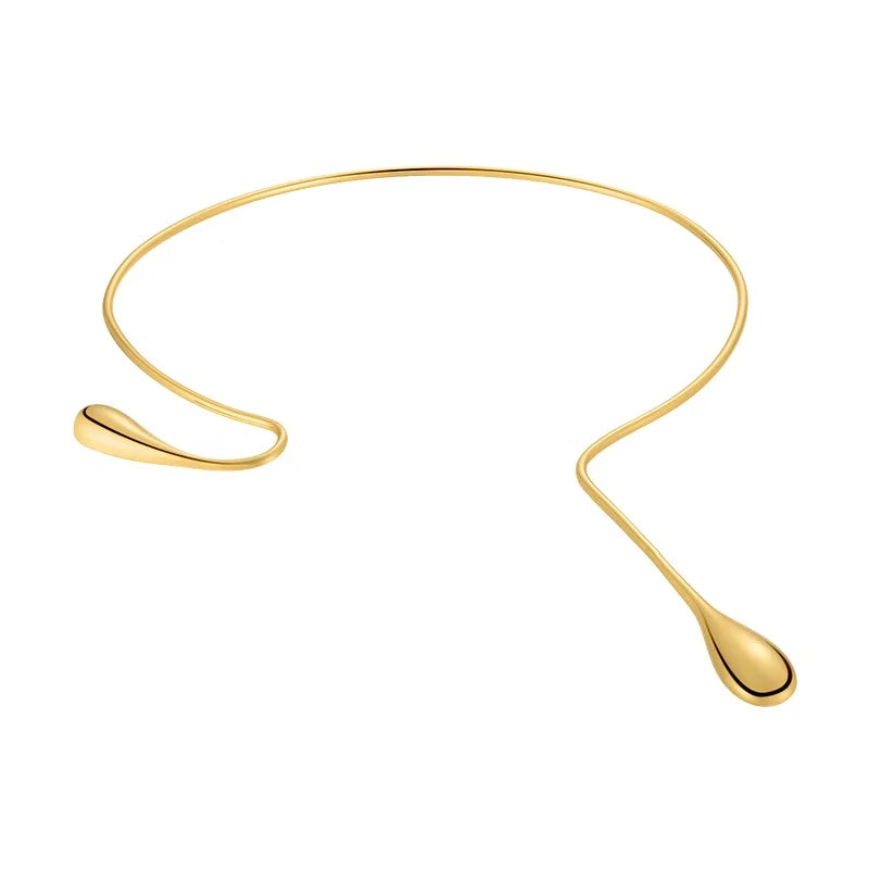 Original Design 18K Gold Plated Brass Jewelry Water Drop Choker Necklace for Women Party Accessories Necklaces P223317