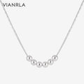 VIANRLA 925 Sterling Silver 18k Gold Chain Bead Pendant Rope Chain Necklace Dropshipping
