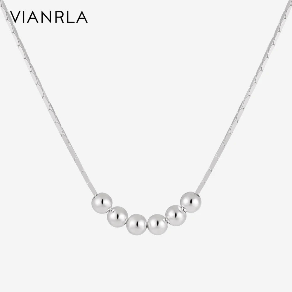 VIANRLA 925 Sterling Silver 18k Gold Chain Bead Pendant Rope Chain Necklace Dropshipping