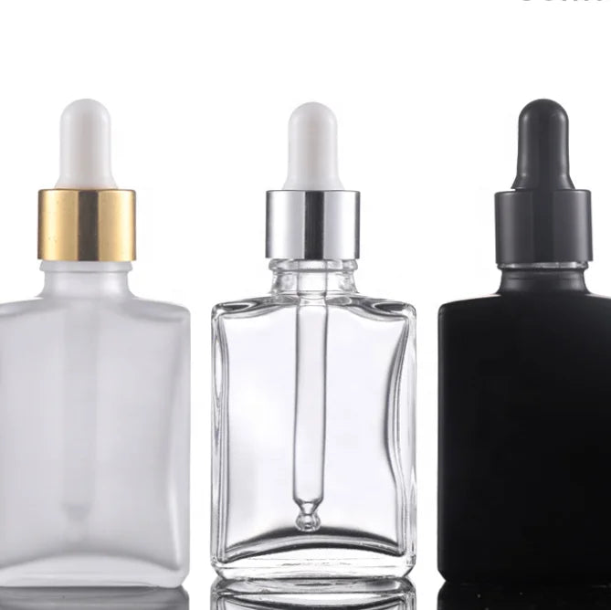 Essential Oil Glass Dropper Bottles 10ml-100ml Rectangle Screen Printing Carton 100pcs Certified Multi-Color