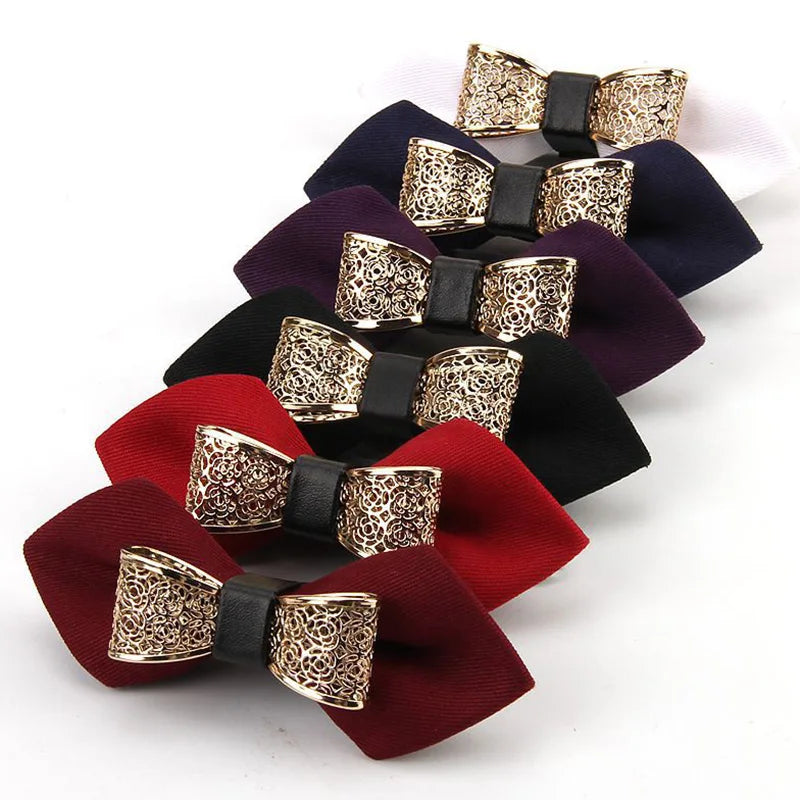 New Metal Decoration Men's Solid Bow Tie for Men Leisure Business Shirts Bowknot Luxurious Bow Ties for Men Gift