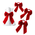 Wholesale Set of 4 Red Velvet Bow Napkin Rings Christmas Table Decoration Holder for Wedding & Party