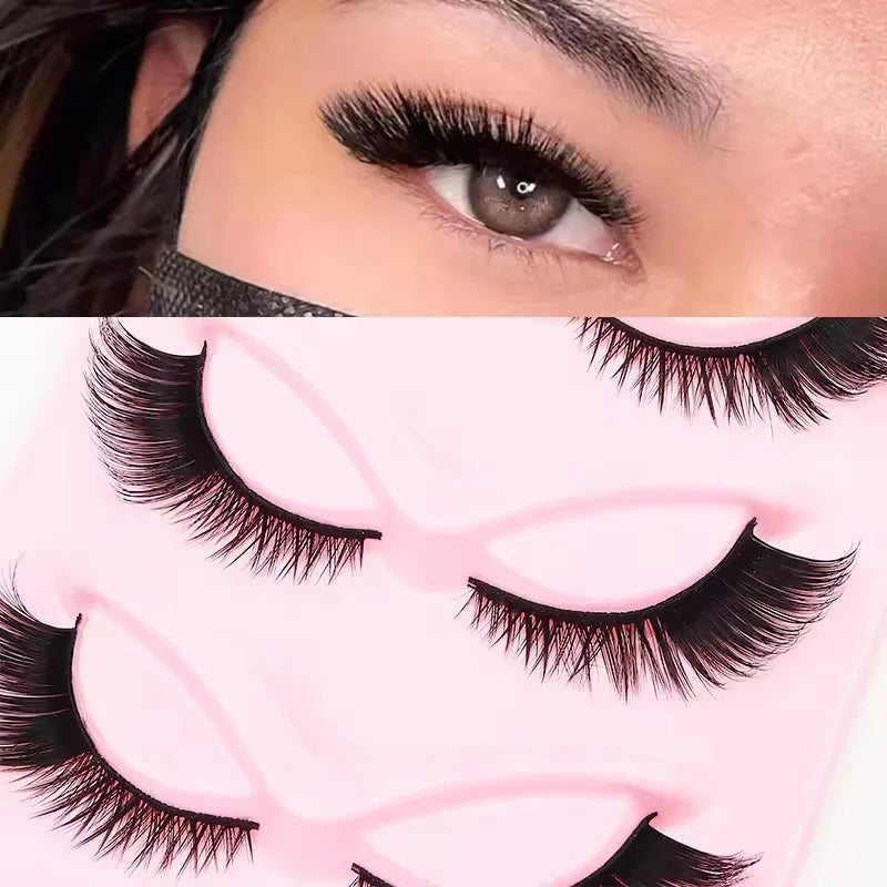 Cat Eye Faux Cils Pestanas Naturales Customized Full Strip Synthetic Eyelashes Soft Black Cotton Band Reusable 10 Pairs