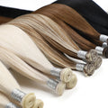 Seamless Flat Weft Hair Extensions Straight Remy 100% Human Hair Weft Invisible 22 Inch 1B Black 50g Genius Weft Hair Extensions