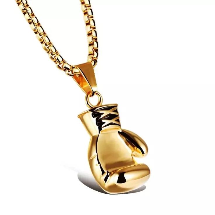 Boxing Gloves Personalized Pendant Necklace Domineering Men's Boxing Gloves Fitness Stainless Steel Jewelry