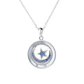 Beauty 925 Sterling Silver Moon and Star Pendant Thin Chain Necklaces Rose Gold Cubic Zirconia Rhinestone Moon Necklace