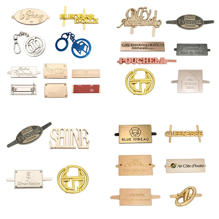 Fashion Design Engraved Metal Logo Tag Custom Handbags Metal Plate Label for Bag Shoes Luggage