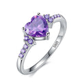 Natural Amethyst Zircon Ring Fashion Wedding Heart Ring Jewelry Wholesale