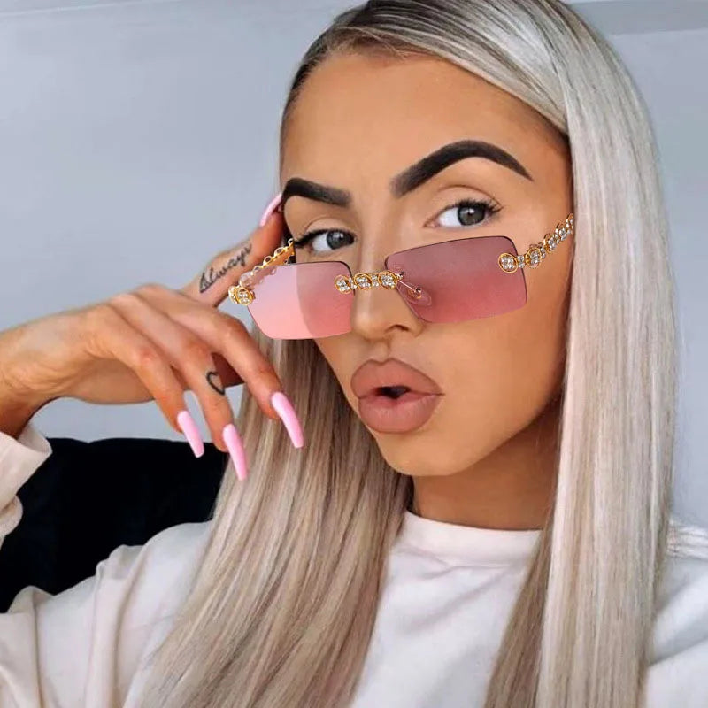 Lbashades Luxury Rhinestone Sun Glasses Custom Brand Women Sunglasses 2021 Small Square Wholesale Crystal Retro UV400 LBA Shades