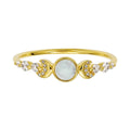 Gemnel 925 Sterling Silver 18k Gold Vermeil 0.1 Microns Mother of Pearl Diamond galaxy Cz Moon Rings