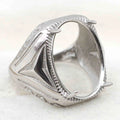 Sterling Silver 15*20mm Semi Mount Men's Ring Frame Empty Blank Claw Setting S925 Base Holder Without Center Stone for DIY Inlay