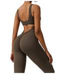 Custom OEM Seamless Backless Scrunch Butt Sleeveless Yoga Jumpsuit for Women