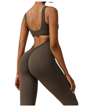 Custom OEM Seamless Backless Scrunch Butt Sleeveless Yoga Jumpsuit for Women