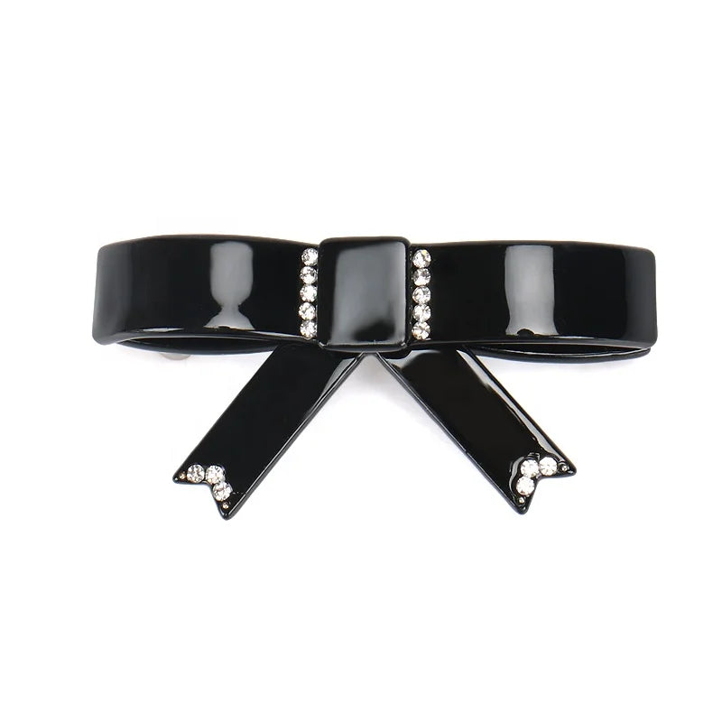Classic Black Butterfly Hair Clip Cellulose Acetate Girl Hair Accessories Rhinestone Bow Hair Barrette Clips