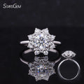Starsgem Fine Jewelry 18K White Gold Trendy Style Flower Halo Round Brilliant Cut Lab Grown Diamond IGI  Engagement Wedding Ring