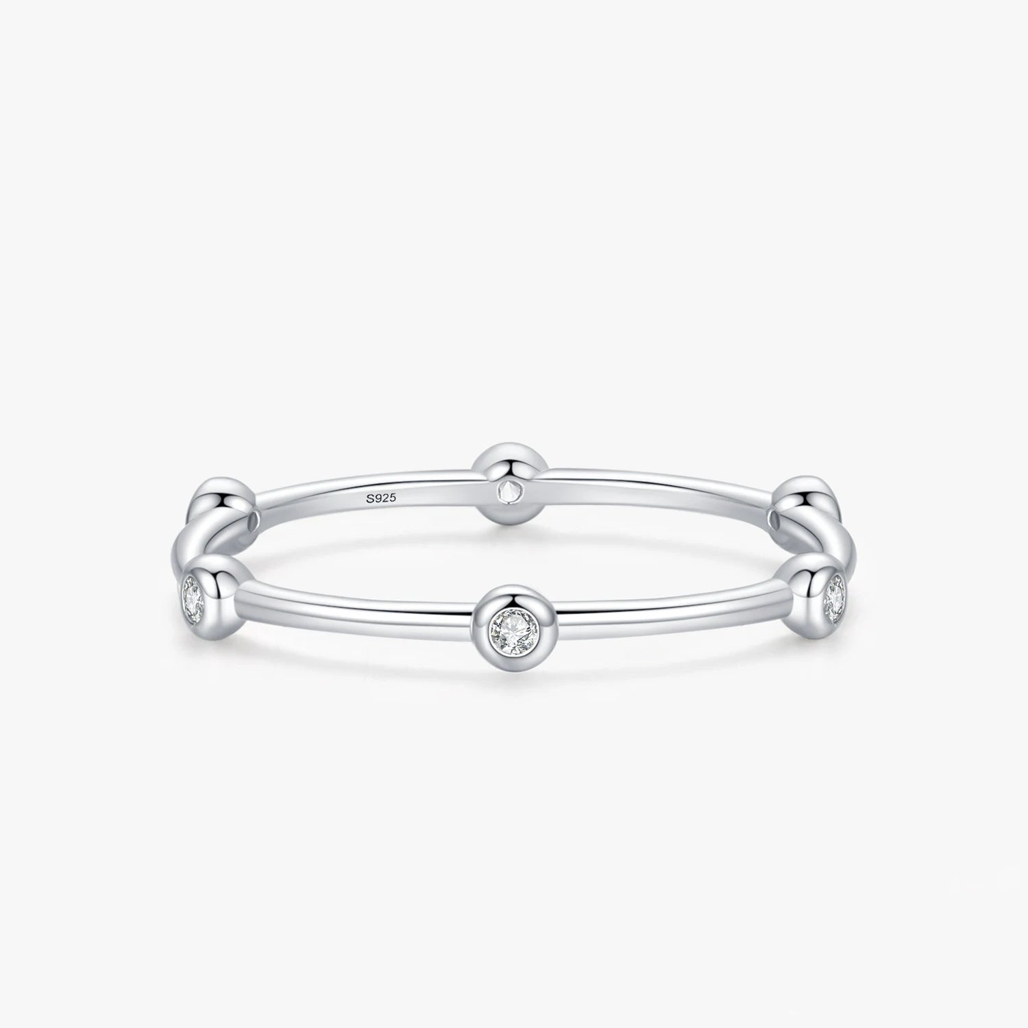 Ailmay Real 925 Sterling Silver Fashion Zirconia Geometric Design Stackable Thin Finger Ring for Women Wedding Fine Jewelry Gift