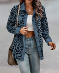 2026 Western Vintage Women's Fall Winter Fashion Leopard Print Pocket Button Long Sleeve Shacket Women's Corduroy Jacket