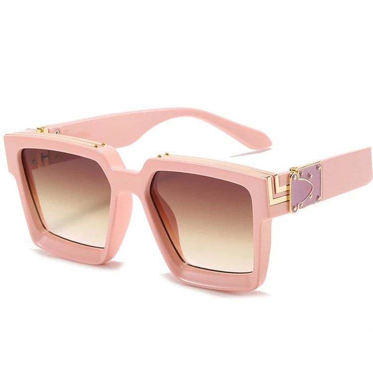Men Square Big Frame Genuine Personality Fashion Bungee Glasses Oversized Sunglasses UV400 Unisex PC 2024