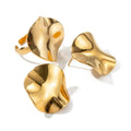 New Gold Plated Jewelry Set Waterproof 18K Gold-plated Stainless Steel Earrings Circular Pleated Texture Stud Ring for Women