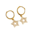 Shining Jewellery 925 Sterling Silver Star Drop Charm Huggie Earrings