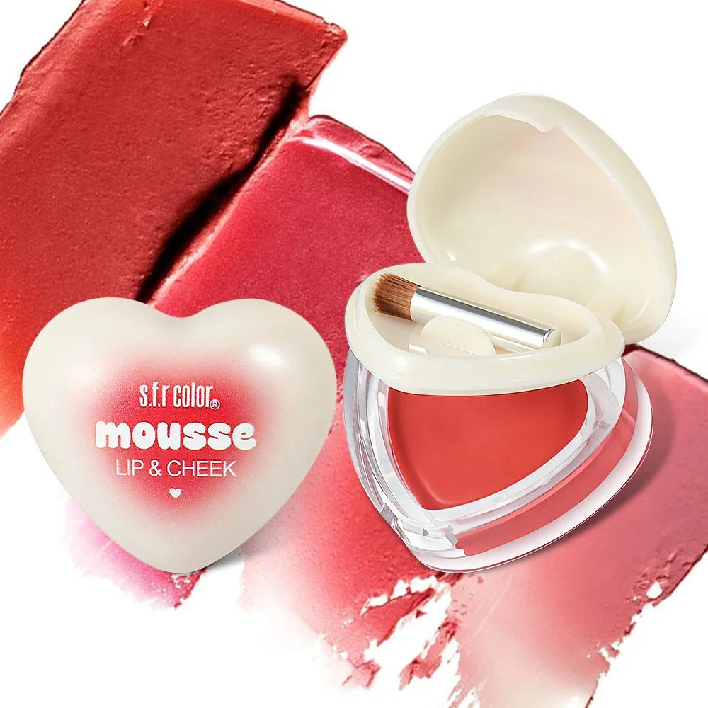 New 2 in 1 Blush Cream Heart Shaped Cute Natural Vegan Cruelty Blush Lip & Cheek Makeup Blush Wholesale