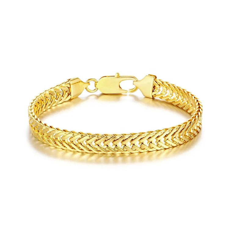 Jewelry Minimalist Hip Hop PVD Plated Stainless Steel Fashion Fox Tail Chain Italian Gold Hand Link Bracelet Men