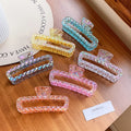 Korean INS Hot Sale 13cm Oversized Shinny Hair Claw Clips Custom Rectangle Plastic Hair Clip Claws for Women Thick Hair