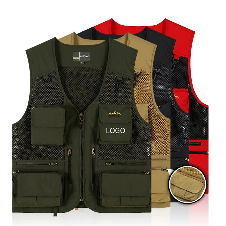 OEM Multi Pockets Mesh Outdoor Casual Work Travel Photo Fishing Photography Vest for Fishing Hiking Vest for Men