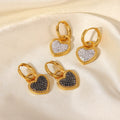 Ins Trendy Stainless Steel 18k Gold Plated Hoop Earrings Jewelry Party Girls Cubic Zirconia Heart Hoop Earrings For Women