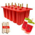 New Customized Food Grade BPA Free 10 Cavities Silicone Popsicle Mold with Sticks