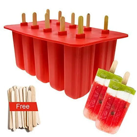 New Customized Food Grade BPA Free 10 Cavities Silicone Popsicle Mold with Sticks