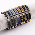 New Fashion Natural Stone Beads Bracelet for Man Stainless Steel Hamsa Hand Charm Beaded Bracelet JBS12413