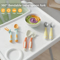 Wholesale BPA Free Stainless Steel Toddler Infant Learning Kids Spoon Baby Eating Tool Food Grade Plastic Spoon and Fork Set