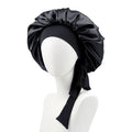 Custom logo Curly Hair Night Cap Satin Bonnet Sleep Hat Hair Bonnet Hat With Elastic Tie Band