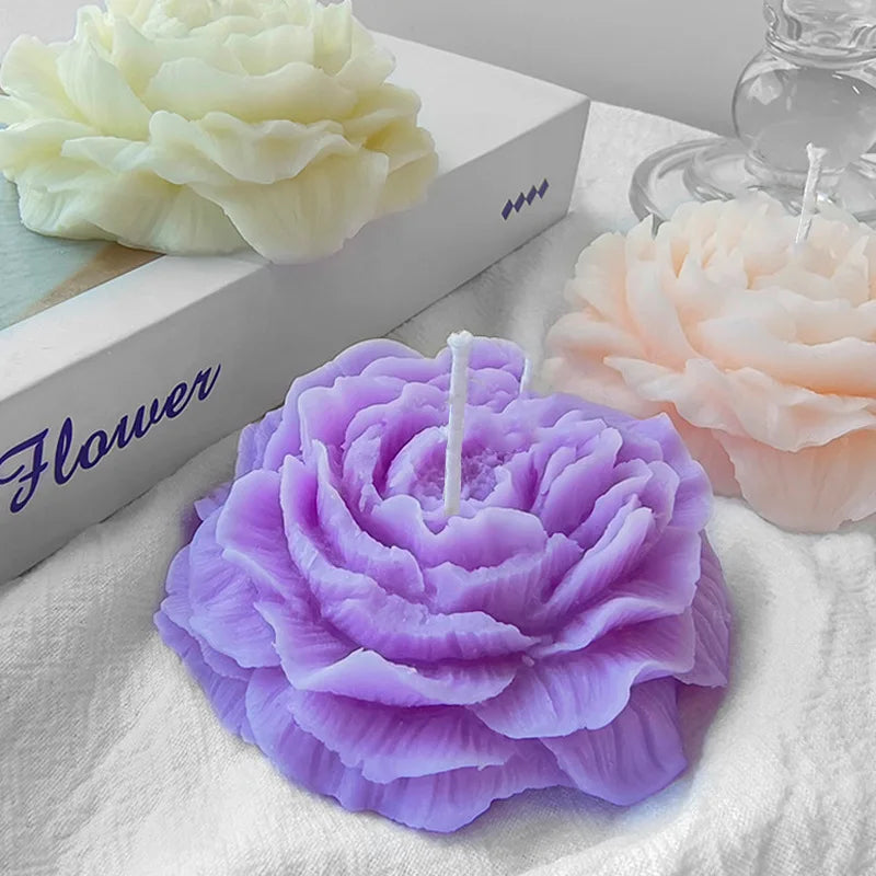 Drop Glue Mold 3D Three-dimensional Peony Plaster Scented Candle Silicone Mold Flower Candle Making