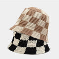 Promotional Fisherman Bucket Hat Character Acrylic Fashionable Color Block Checkered Knitted Design Casual Style for Children