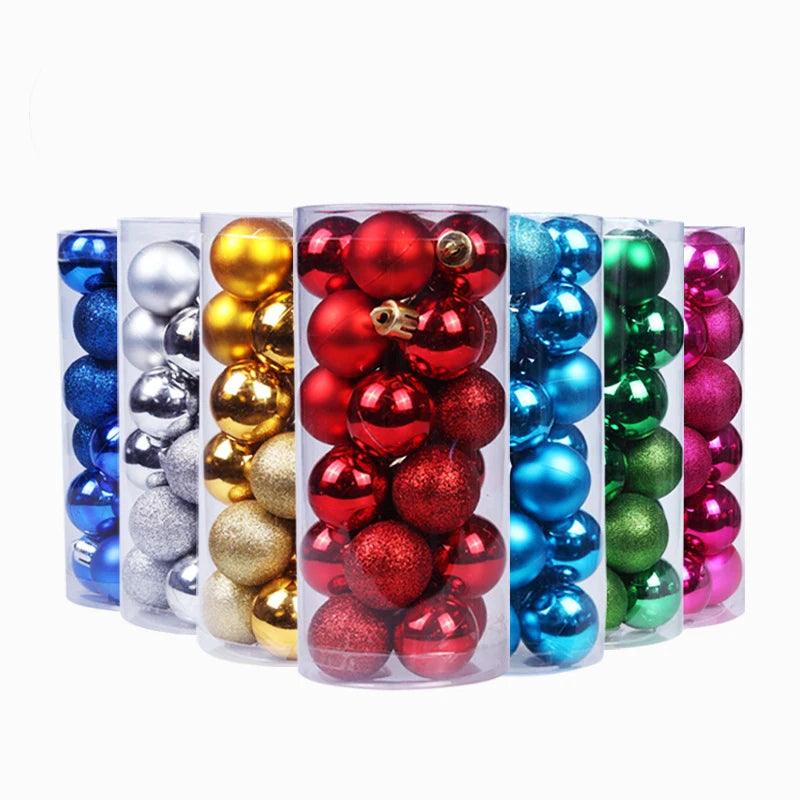 24pcs 3cm 4cm 6cm Christmas Tree Toppers Decor Hang Balls Decor Wholesale Plastic Ornaments Christmas Baubles Ball
