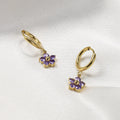 Exquisite 14K Gold Plated Stainless Steel Hoop Earrings Colorful Zircon Cute Flower Dangle Drop Earrings for Women
