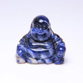 Huiying Hot wholesale gemstone Carving small 30*30mm gemstone sodalite laughing buddha decorating statue animal carved stone statue